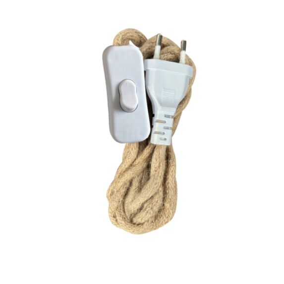 Kit précâblé tissu torsadé 1,5m corde 2 fils avec inter et fiche - TIBELEC
