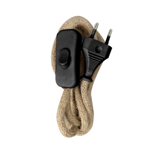 Kit précâblé fil tissu rond corde 2x0,75mm² avec interrupteur et fiche noir 1,5m - TIBELEC
