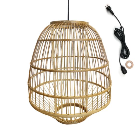 Suspension extérieure rotin naturel Mykonos Ø31x37cm - LUMISKY