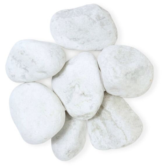 Galet Blanc Marbre de Carrare 60/100mm 25kg