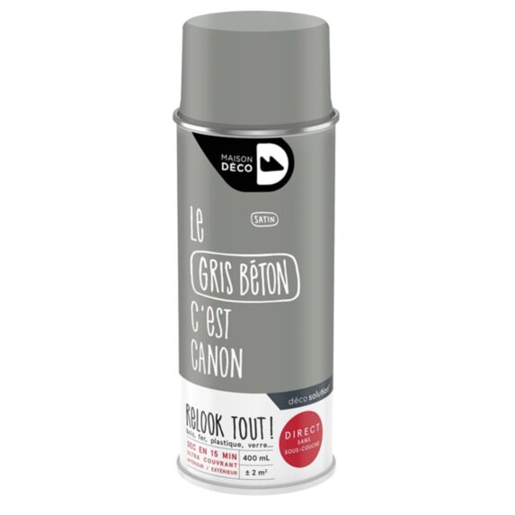 Peinture aérosol Relook Tout - Béton satin 400 ml - MAISON DECO