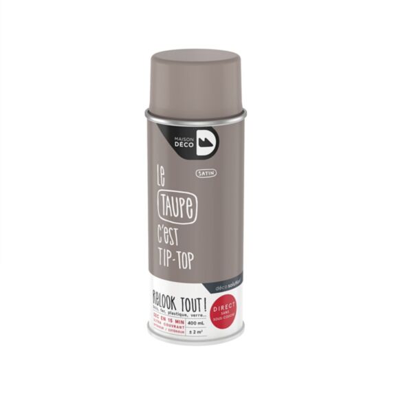 Peinture aérosol Relook Tout - taupe satin 400 ml - MAISON DECO