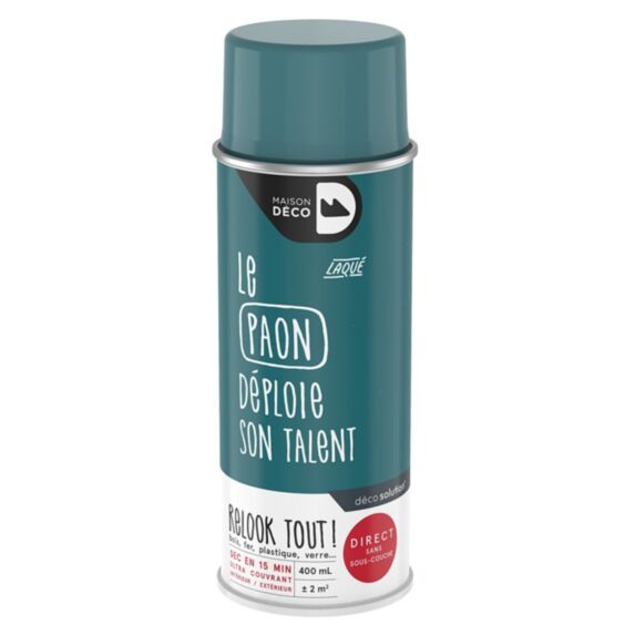 Peinture aérosol Relook Tout - Paon brillant 400 ml - MAISON DECO