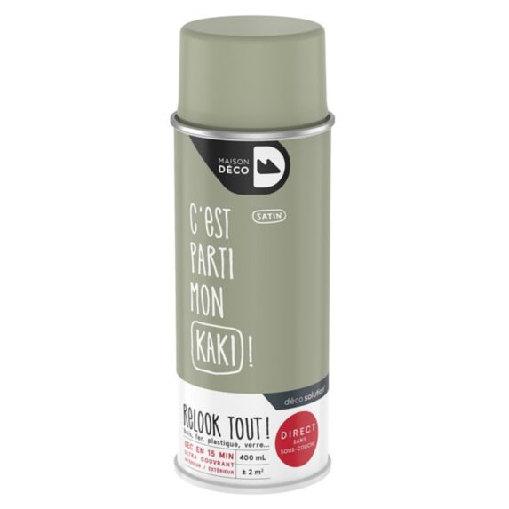 Peinture aérosol Relook Tout - Kaki satin 400 ml - MAISON DECO