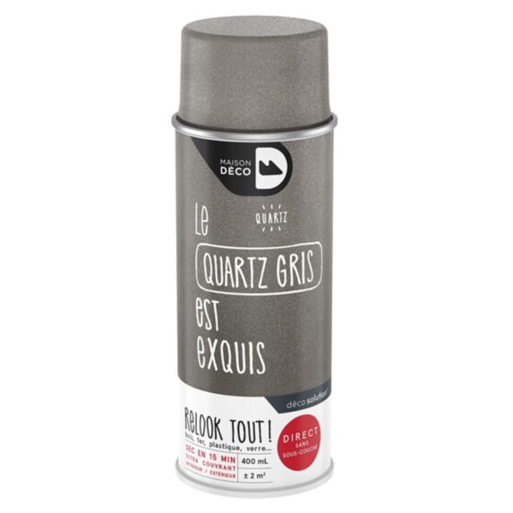 Peinture aérosol Relook Tout - Quartz Gris 400 ml - MAISON DECO