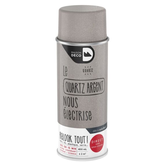 Peinture aérosol Relook Tout - Quartz Argent 400 ml - MAISON DECO