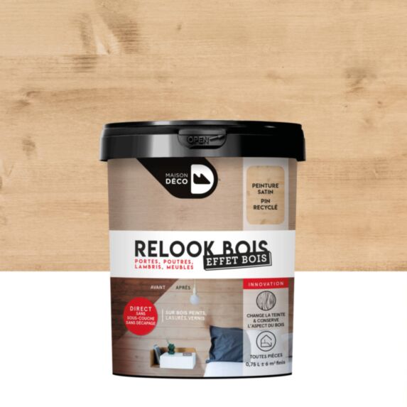 Peinture Relook bois pin recyclé effet bois 0,75L - MAISON DECO