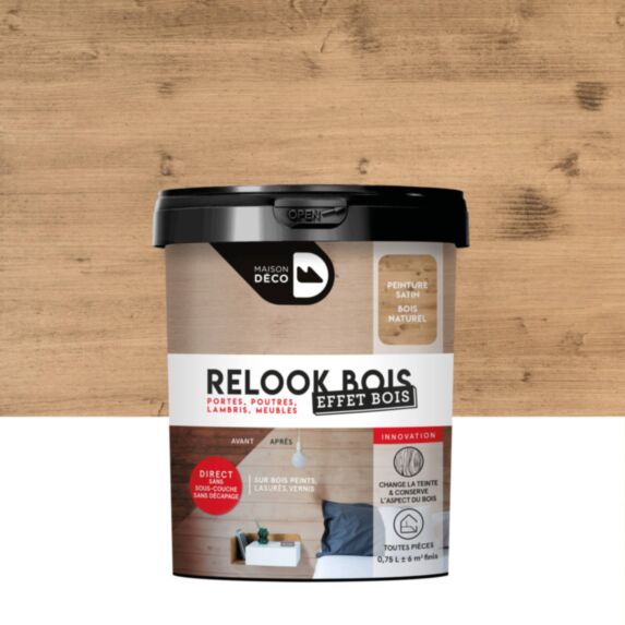 Peinture Relook bois naturel effet bois 0,75L - MAISON DECO