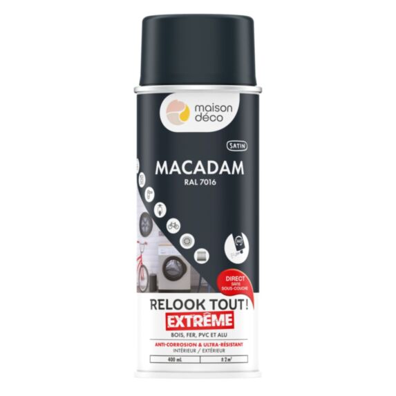 Peinture aérosol multi-supports macadam 0,4L extérieur - MAISON DECO