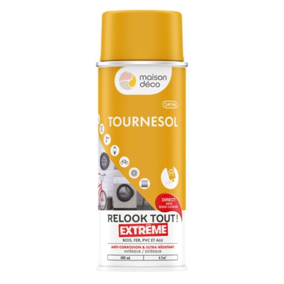 Peinture aérosol multi-supports tournesol 0,4L extérieur - MAISON DECO