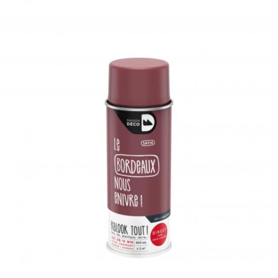 Peinture aérosol Relook Tout satin bordeaux - MAISON DECO