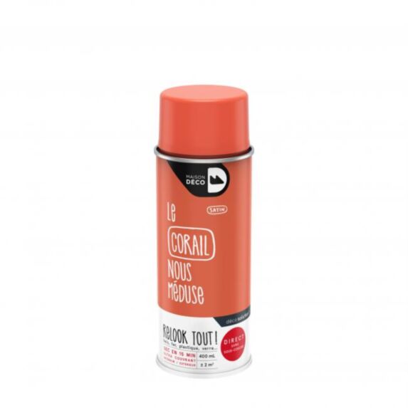 Peinture aérosol Relook Tout satin corail - MAISON DECO