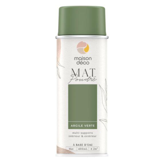 Peinture aérosol mat poudre argile verte 0,4L intérieur - MAISON DECO