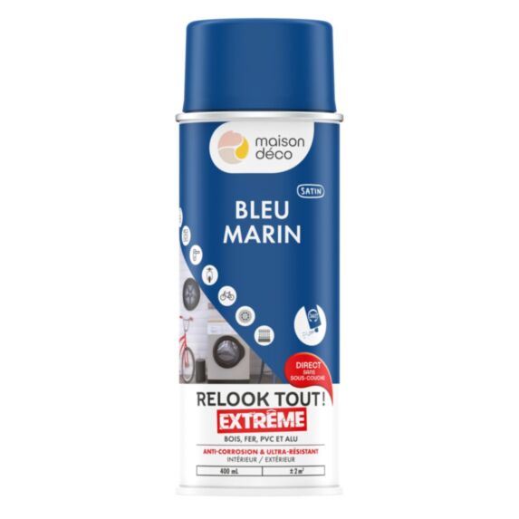 Peinture aérosol multi-supports bleu marine 0,4L extérieur - MAISON DECO