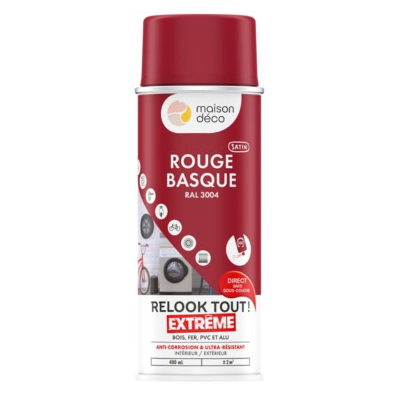 Peinture aérosol multi-supports rouge basque 0,4L extérieur - MAISON DECO