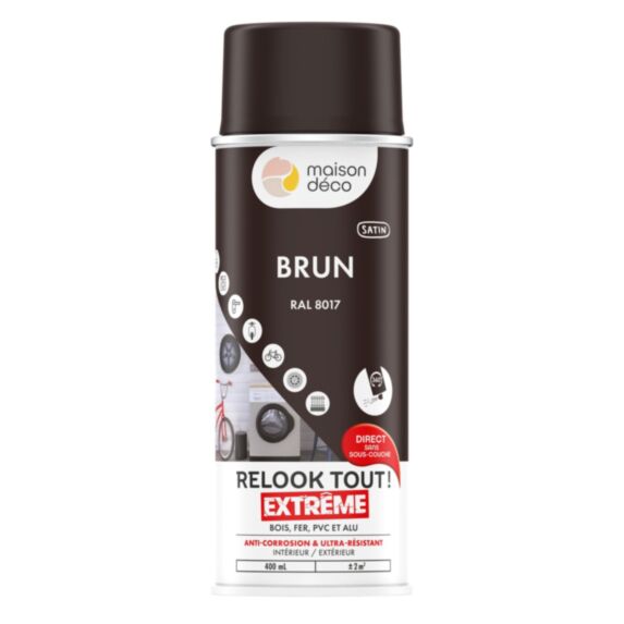 Peinture aérosol multi-supports brun satin 0,4L extérieur - MAISON DECO