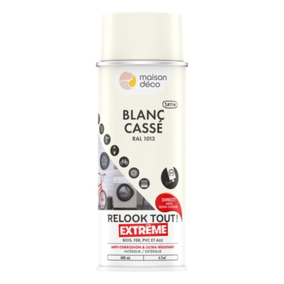 Peinture aérosol multi-supports blanc cassé satin 0,4L extérieur - MAISON DECO
