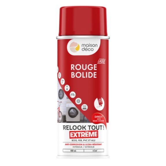Peinture aérosol multi-supports rouge bolide 0,4L extérieur - MAISON DECO