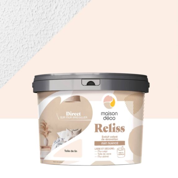 Enduit coloré rénovation mat nuancé Reliss toile de lin 15 kg - MAISON DECO
