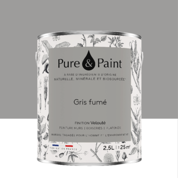 Peinture Multi-Supports Velours Gris Fume 2,5L - PURE & PAINT