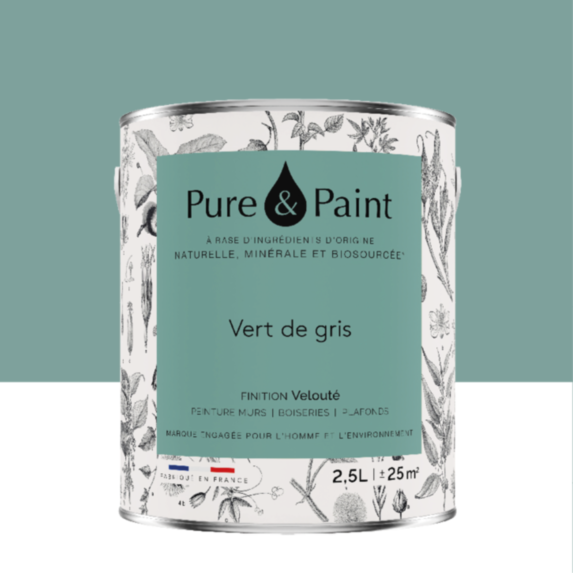 Peinture Multi-Supports Velours Vert De Gris 2,5L - PURE & PAINT