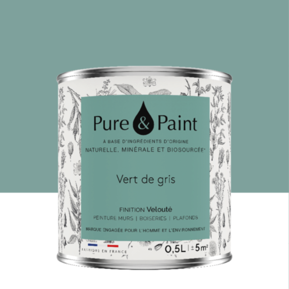 Peinture Multi-Supports Velours Vert De Gris 0,5L - PURE & PAINT