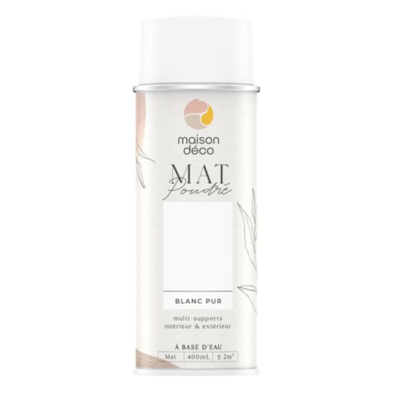Peinture aérosol mat poudre blanc pur 0,4L intérieur - MAISON DECO