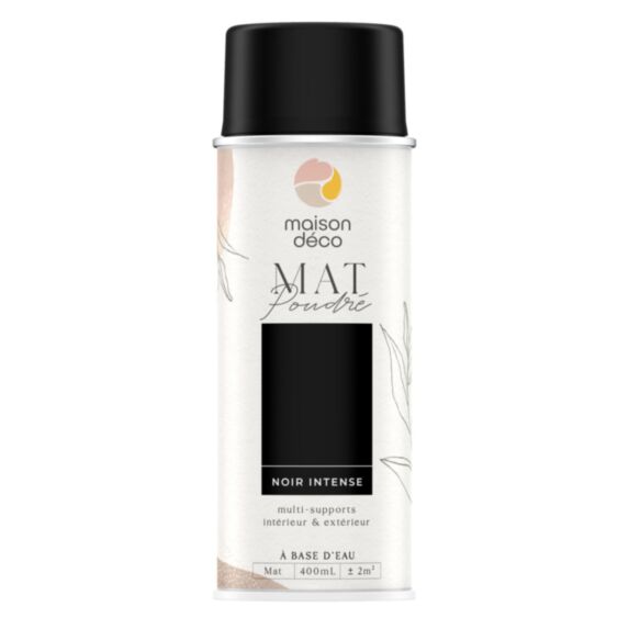 Peinture aérosol mat poudre noir intense 0,4L intérieur - MAISON DECO