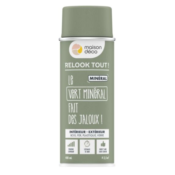 Bombe de peinture Relook Tout minéral vert 400ml - MAISON DECO