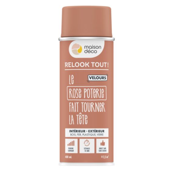 Bombe de peinture Relook Tout velours rose 400ml - MAISON DECO