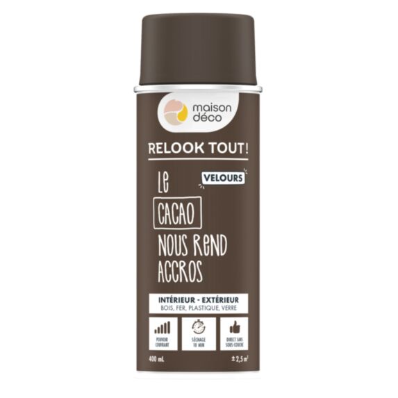Bombe de peinture Relook Tout velours cacao 400ml - MAISON DECO
