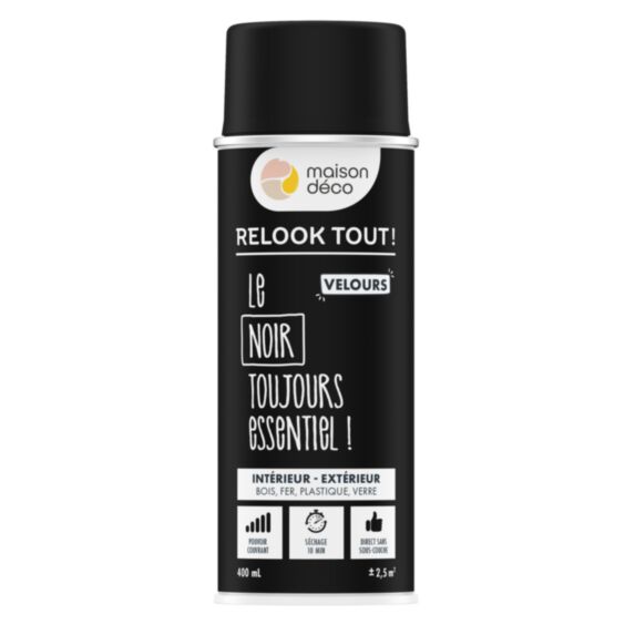 Bombe de peinture Relook velours noir 400ml - MAISON DECO