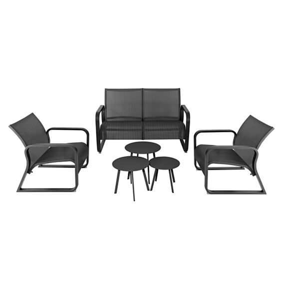 Salon bas Quenza Canapé + 2 Fauteuils + 3 Tables ⌀45, 40 et 50cm