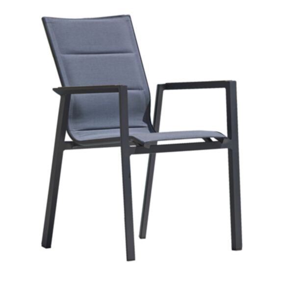 Fauteuil Carmel gris aluminium/textilène 56,5x66x89cm - OZALIDE