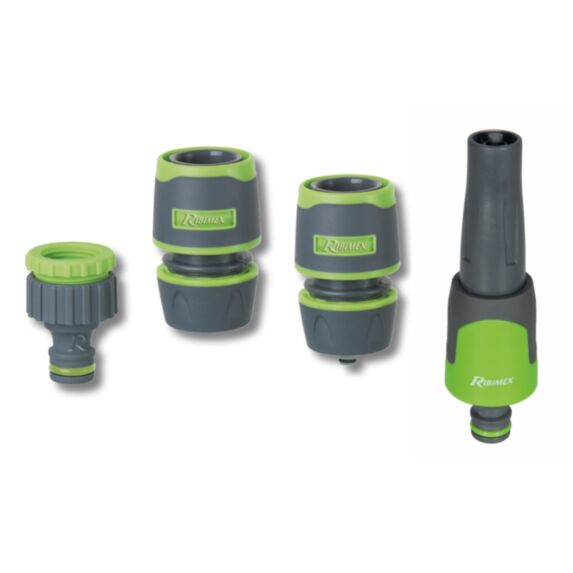 Kit lance arrosage bi-matière 15mm 2 raccords + nez robinet - RIBIMEX