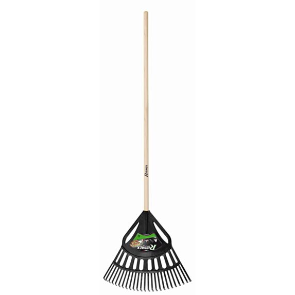 Balai à feuilles 64cm plastique manche bois Ø2,6cmx130cm marron - RIBIMEX