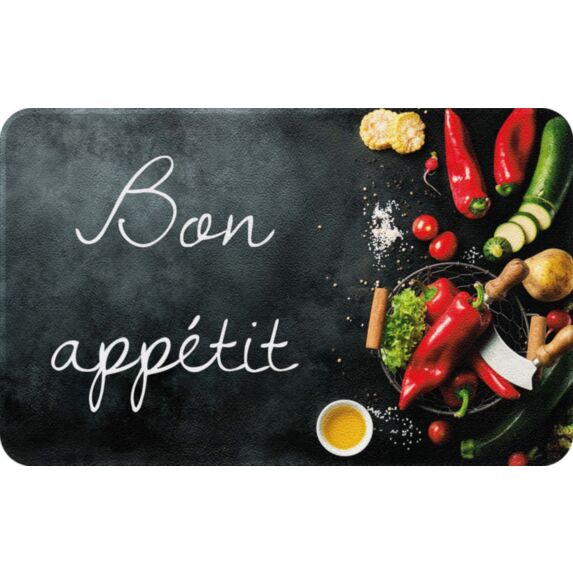 Tapis de cuisine bon appétit noir - 80 x 50