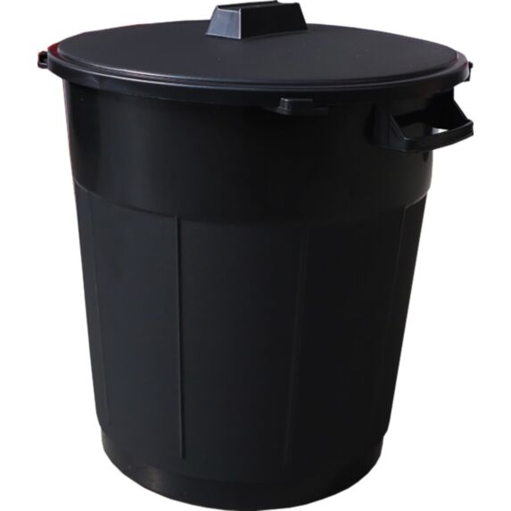 Poubelle immeuble + couvercle 50l noir  d46 x H 54 cm