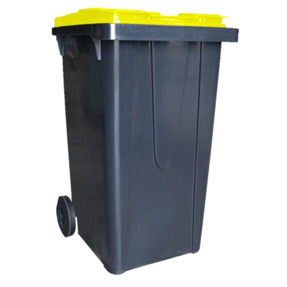 POUBELLE NF EN8401 ANTHRACITE COUVERCLE JAUNE 240 L