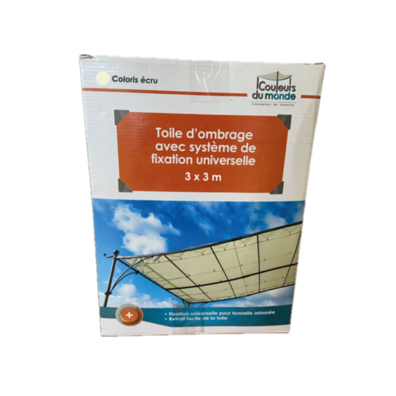 Toile d'ombrage universelle 200gr/m² pour pergola adossée 3x3m écru - COULEURS DU MONDE