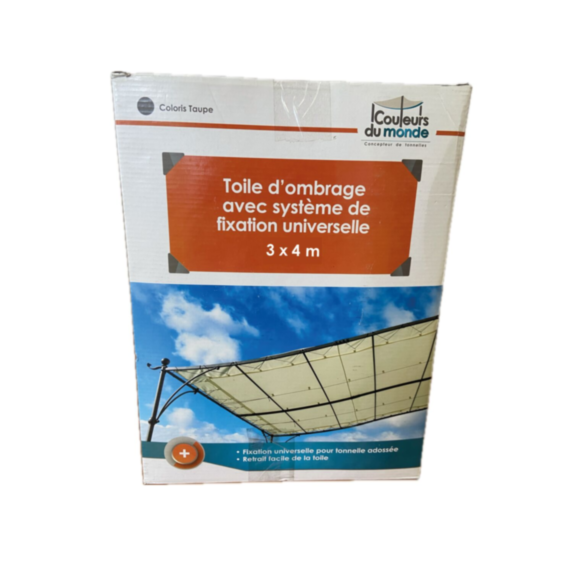 Toile d'ombrage universelle 200gr/m² pour pergola adossée 3x4m taupe - COULEURS DU MONDE