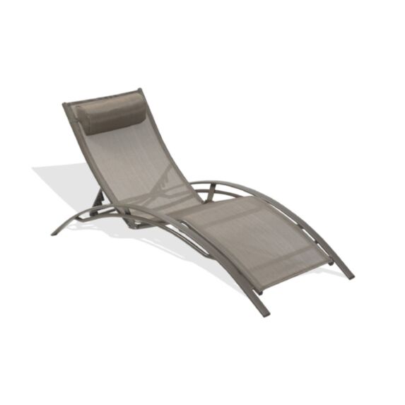 Bain de soleil multi-positions CL76 en aluminium et textilène cappuccino - DCB GARDEN