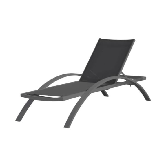 Bain de soleil Barcelona empilable en aluminium et textilène anthracite - DCB GARDEN