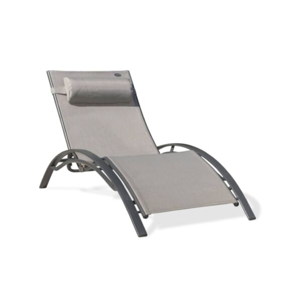 Bain de soleil multi-positions CL76 en aluminium anthracite et textilène gris - DCB GARDEN