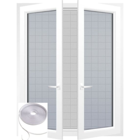 Kit moustiquaire 170 x 180 cm + bande de fixation 7 m x 0.7 cm blanc