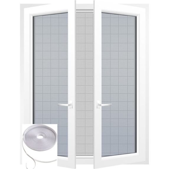 Kit Moustiquaire 1,30x1,50m + bande de fixation 0,7cm L5,6m Blanc
