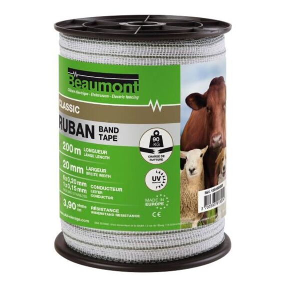 Ruban blanc et vert 20mm/200m Classic - BEAUMONT