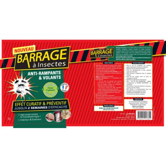 Barrage à insectes (rampants et volants) au géraniol 1L