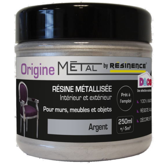 origine métal 250 ml argent - resinence