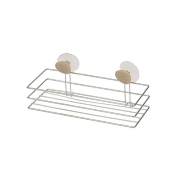 Panier rectangulaire métal 2 ventouses + 2 deco galet - TENDANCE